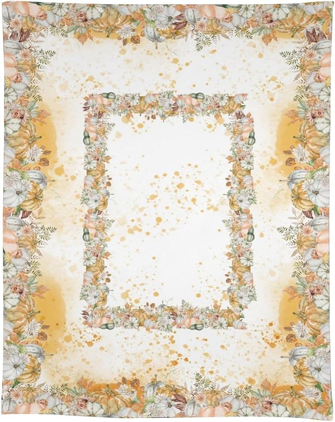 YCness Fall Tablecloth Thanksgiving Autumn Harvest Orange Watercolor Pumpkin Leaves Table Cover for Party Picnic Dinner Decor 55x55 Inch Rectangle