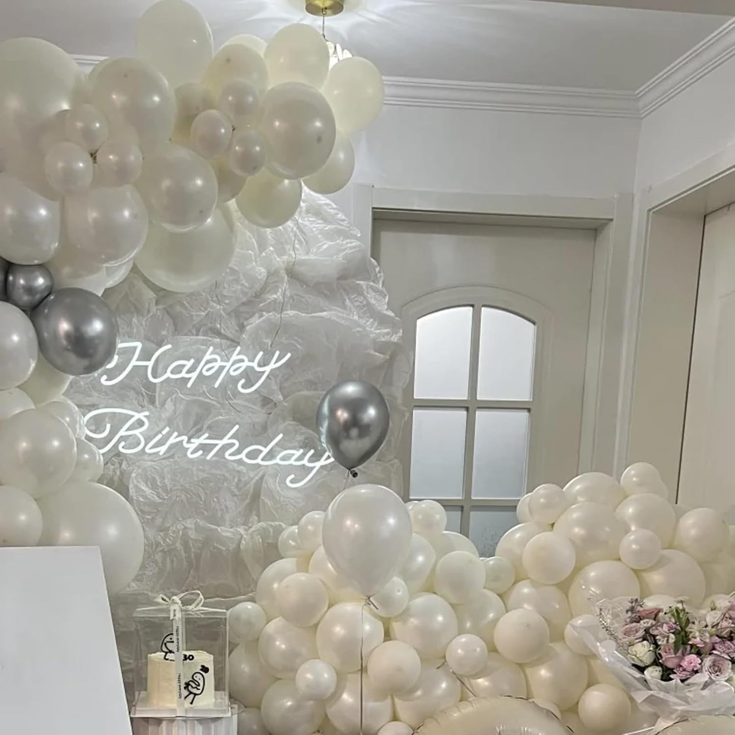 105pcs Ivory Balloons 12inch Party Latex Balloons for Boys Girls Birthday Baby Shower Gender Reveal Wedding Sunflower Party Decorations