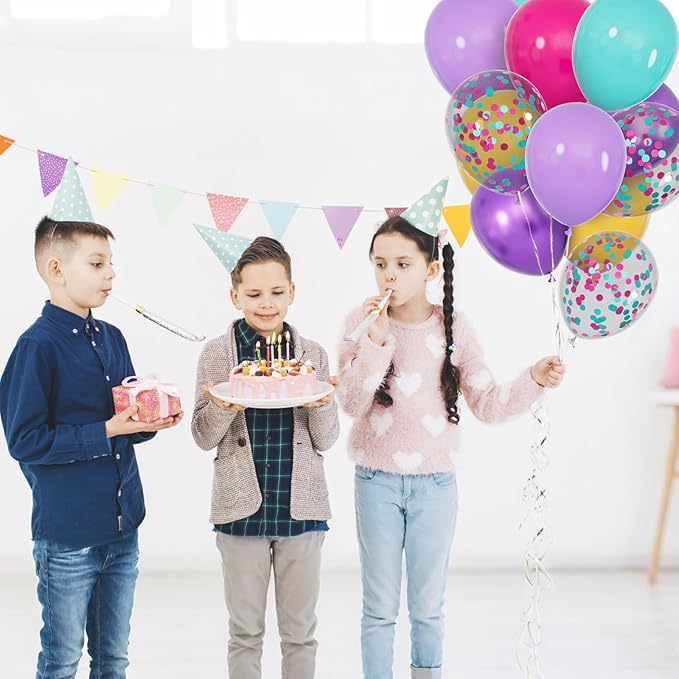 68Pcs Pink Purple Blue Balloon 12 Inch Confetti Balloons Yellow Teal Balloon for Kids Birthday Baby Shower Magic Theme Decoration Engagement Party Supplies.