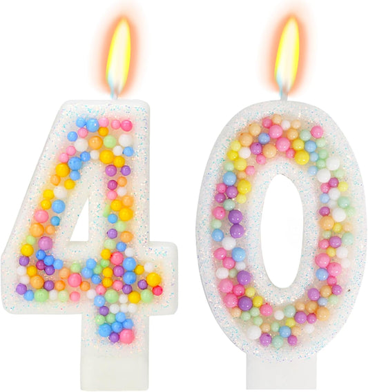 40th Birthday Candle for Cake, Colorful Macaron Numeral Candles for Women/Girl, Theme Birthday Party Cake Decorations, Cake Topper for Birthday Party Supplies (Number 40)