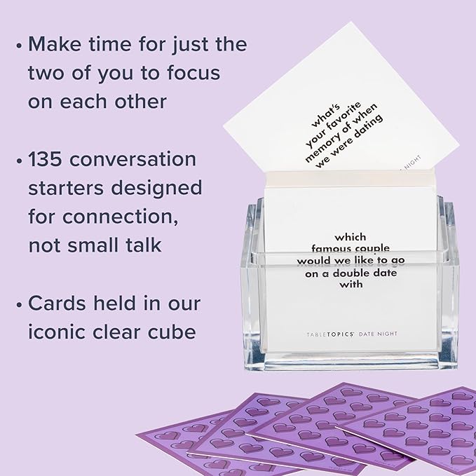 TableTopics Date Night Conversation Starter Card Game - 135 Questions for Romantic Evenings, Reconnect with Your Partner, Gift for Adult Couples Anniversaries & Valentine’s Day