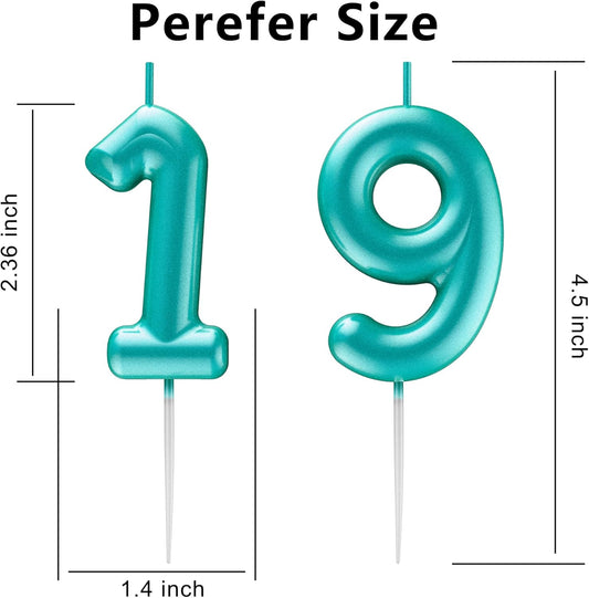 Blue Number 19 Candle Happy Birthday 3D Number Candles for Birthday Cake Party Decoration Wedding Anniversary Celebration Supplies