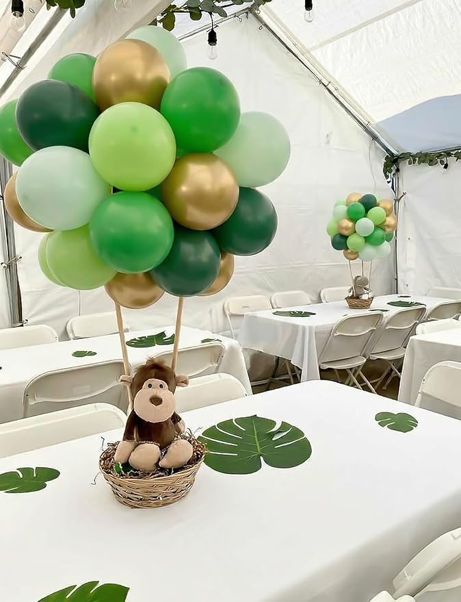 Green and Gold Balloons, 60Pcs 12Inch Different Shades Green Balloon and Metallic Gold Latex Balloon for Jungle Safari Birthday Baby Shower Party Decorations