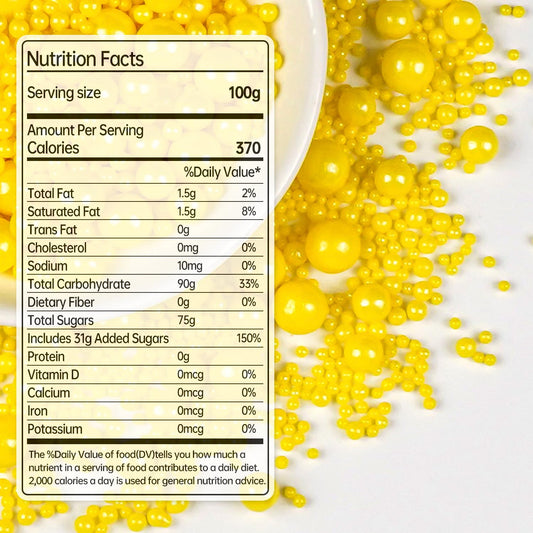 Christmas Yellow Pearl Sprinkles for Cake Decorating, Edible Candy Sugar Pearls, 150g/5.29oz Mix Size, Cake Decorations, Cupcake Topper, Cookie, Holiday, Easter, Valentine's Day, Christmas Supplies