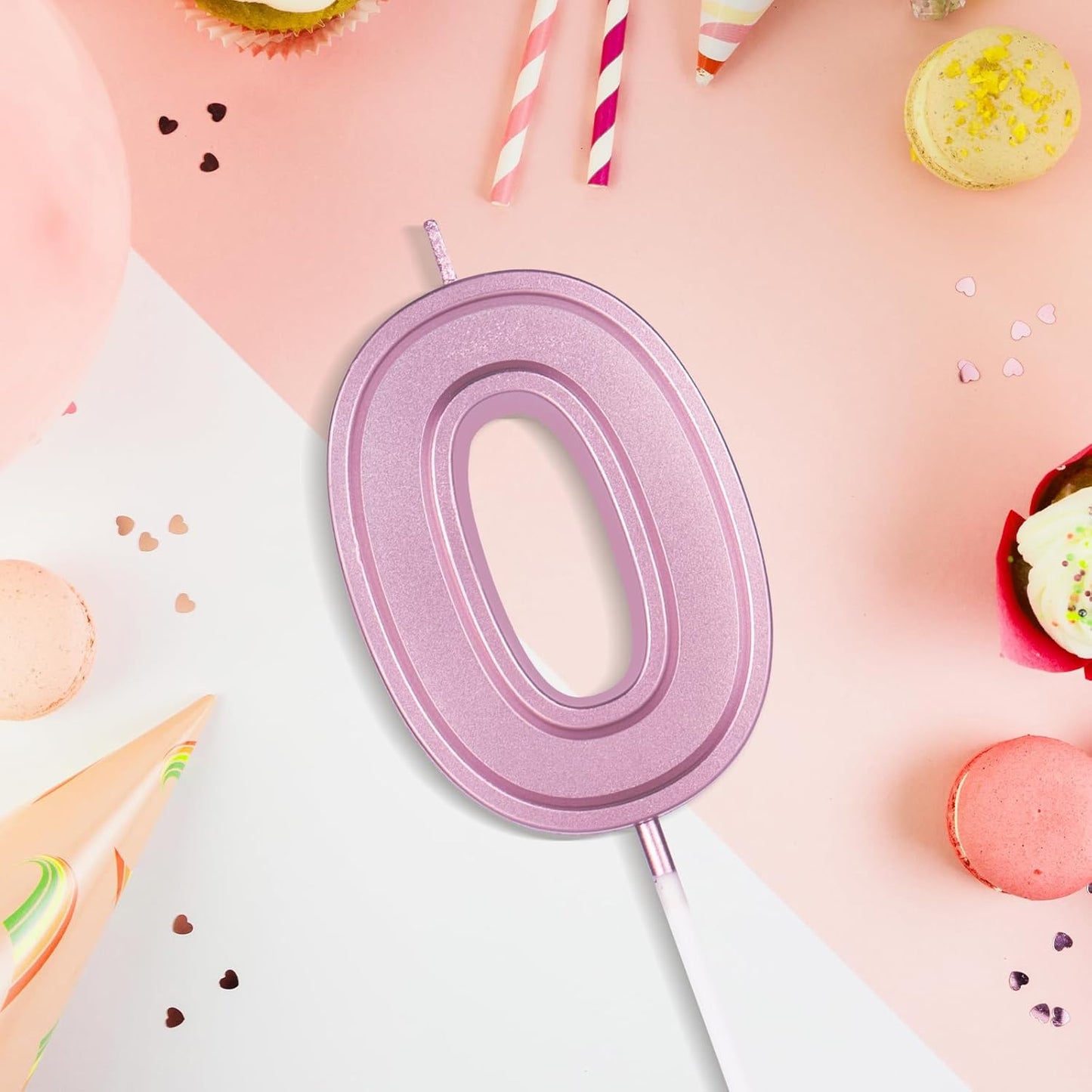 BEAN LIEVE Rose Gold Birthday Candles Number 0, Rose Gold Number Candles, Cake Number Candles for Birthday Parties and Wedding Anniversary Celebrations