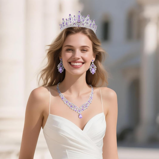 Kamirola Tiaras and Crowns for Women,Tiaras Earrings Necklace, Crystal Bridal Jewelry Set, Costume Party Halloween Prom Pageant Jewelry for Women Girls(TR42)