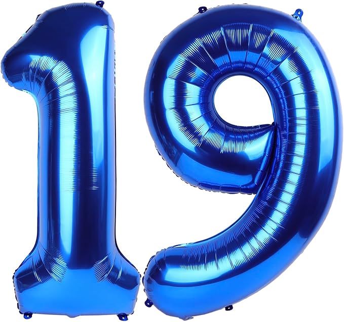 Balloon Number 40Inch, Dark Blue Number 19 Balloons Birthday Decoration for Men & Women, Foil Dark Blue Party Decorations for Birthday Wedding Engagement Memroial Day's
