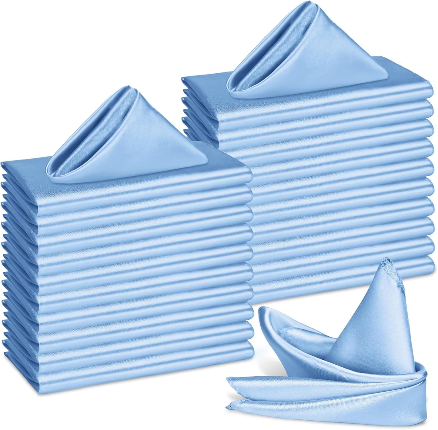 Bailarina 40 Pack Blue Mist Satin Napkins,17x17 Inches Wedding Napkins Square Soft Silky Table Napkins Bulk Decorative Elegant Cloth Napkin for Party Decoration, Banquet,Wedding,Graduation