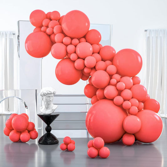 PartyWoo Coral Balloons 100 pcs Different Sizes of 36 18 12 10 5 Inch Coral Pastel Red Watermelon Pink Latex Helium Balloon Arch Kit Garland for Wedding Summer Birthday Party Decorations Pink-Q11