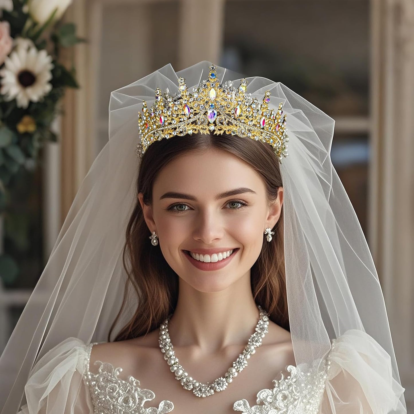 Tiaras and Crowns for Women Crystal Princess Tiaras Rhinestone Queen Crowns For Wedding Bridal Birthday Prom Pageant Party (Tiara 100)