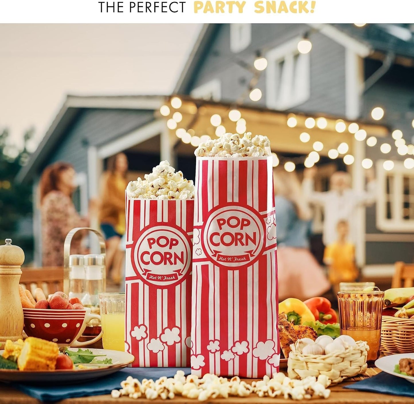 Popcorn Bags - 500-Pack of 1 oz Individual Servings - Leakproof Bottom, Holds 4 Cups of Popped Kernels - Classic Red and White Stripes, for Movie Night, Carnival, Party, Theater, and Snack Bars
