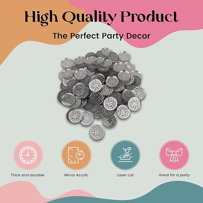 Confetti - Engraved Wood - Rustic Wooden Wedding Decor Party Table Scatter Decorations (Disco Ball Confetti)