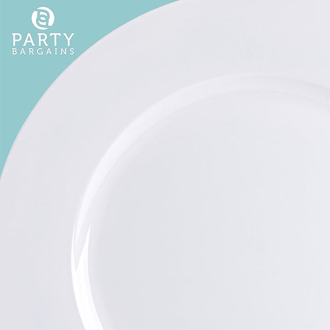 PARTY BARGAINS 13-Inch Charger Plates - 96 Pack, White, Heavy-Duty Disposable Chargers for Elegant Dining - Ideal for Weddings and Formal Events