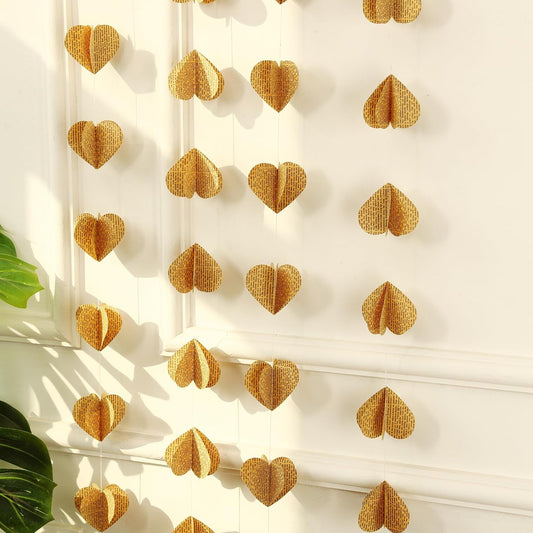 4 Pack 3D Heart Garland Vintage Pages Recycled Book Garland Newspaper Bunting Party Nursery Strand String Banner Wedding Holiday Christmas Decorate (Vintage Heart)