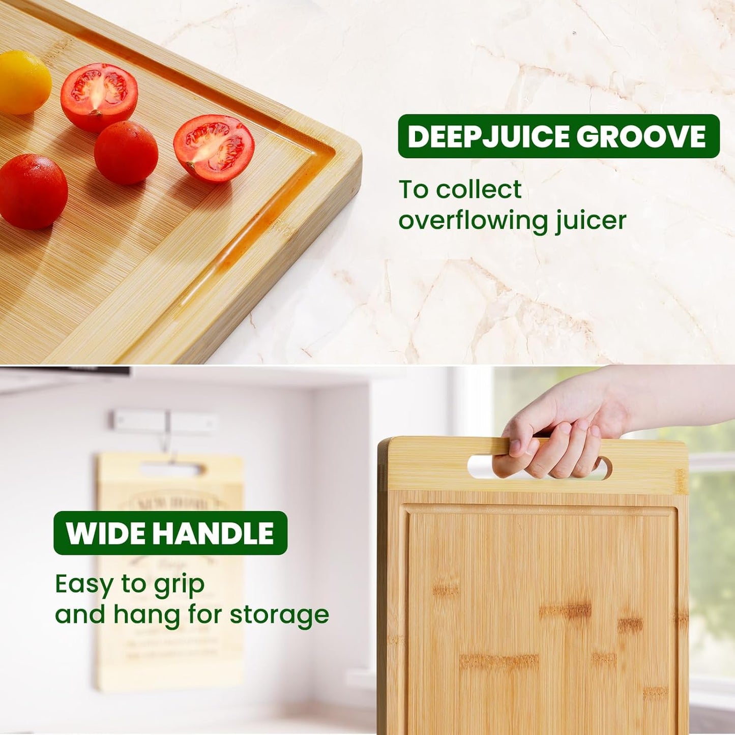 Kikcoin House Warming Gifts New Home - Bamboo Cutting Boards for Kitchen, Housewarming Gifts New Home Gift Idea for Women Men Homeowner, House Essentials for New Home, Large Cutting Board 13.8" X 9.8"