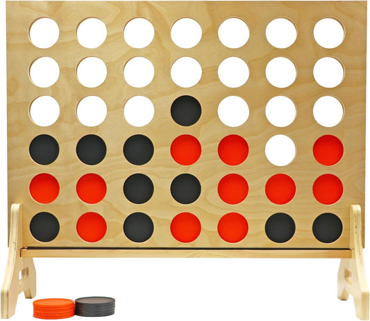 Tailgating Pros Premium Giant Four in a Row with Carrying Case - Jumbo Oversized Outdoor Yard Game - Connect Multiple Pucks in a Row to Win - Many Puck Colors Available!