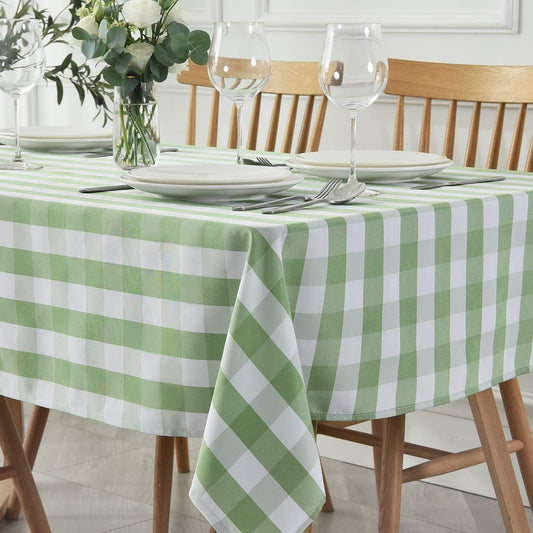 maxmill Square Checkered Tablecloth Water Resistance Antiwrinkle Spillproof Heavy Weight Gingham Table Cloth Buffalo Plaid for Buffet Banquet Parties Event Holiday Dinner 70 x 70 Inch Mint and White