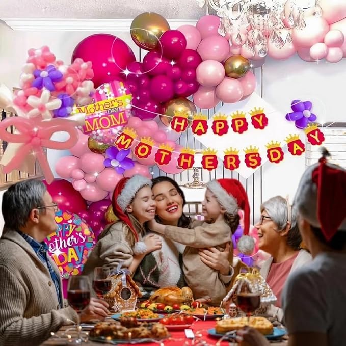 Mother's Day Party Decorations Set, Happy Mother's Day Balloon Garland Arch kit, Gifts for Mom Mother Day Balloons Supplies with Foil Balloons, Happy Mothers Day Banner for Best Gift Mom Mothers Women