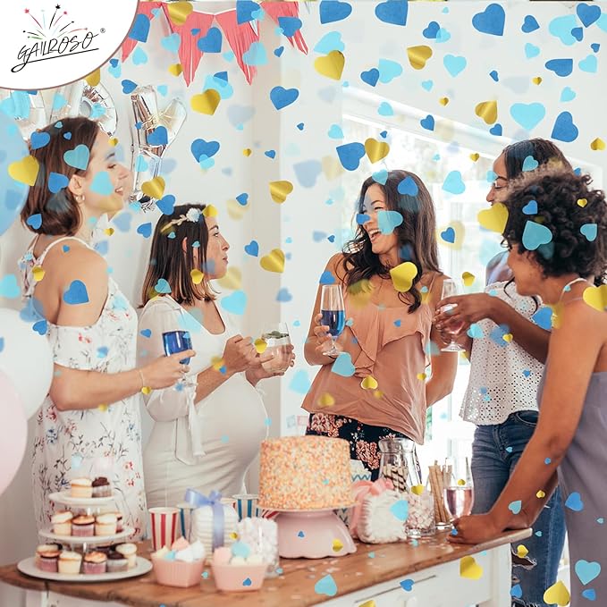 Gender Reveal Confetti Cannon,2 Blue 2 Pink Paper Connon Safty Party Poppers Shoots 20-25ft,12 inch Upgrade Firmware Baby Shower Gender Reveal Party Supplies Maternity Shoots