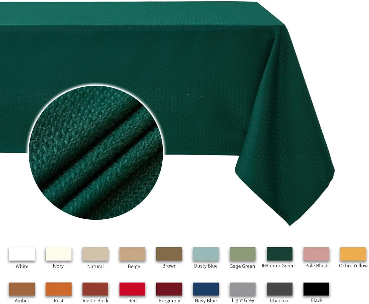 maxmill Christmas Tablecloth Weaved Texture Design Stain Resistant Waterproof Wrinkle Resistant Table Cloth, Decoration for Dining Room Holiday Parties Dinner, Rectangle 60 x 120 Inch, Hunter Green