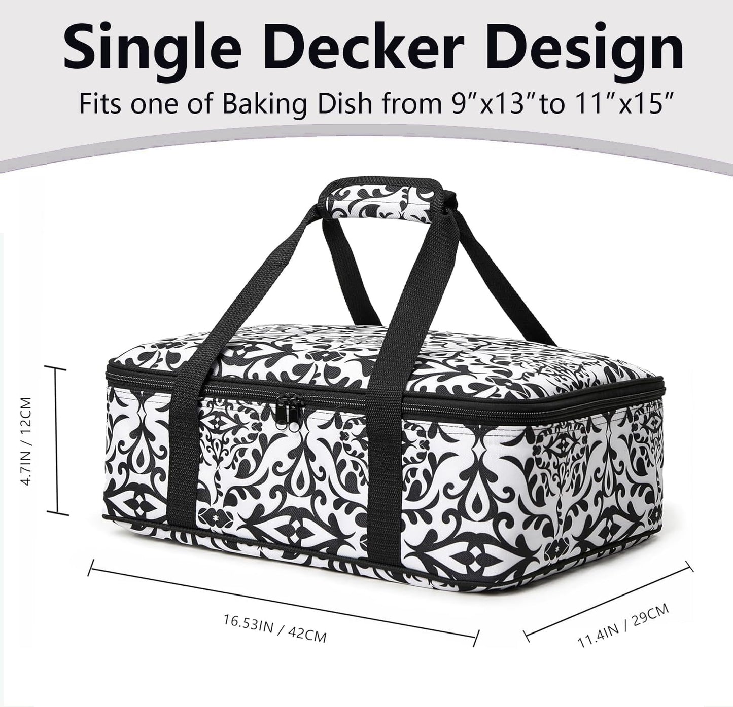 Insulated Casserole Carrier Bag - Portable Thermal Food Delivery Bag for 9x13/11x15 Inch Pan - Keep Meals Hot/Cold 4+ Hours for Catering, Festival Potlucks, Picnics, Family Gathings or Outdoor Events
