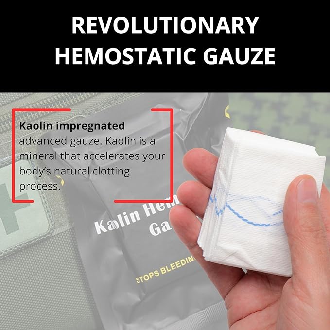 First Aid Advanced Quick Clot Combat Gauze - Flexible Hemostatic Gauze - to Stop The Bleed kit Faster Wound Packing withQuick Clotting Medical Gauze - Survival Kit Supplies - 3" x 12.5' (CT-GAUZE2)
