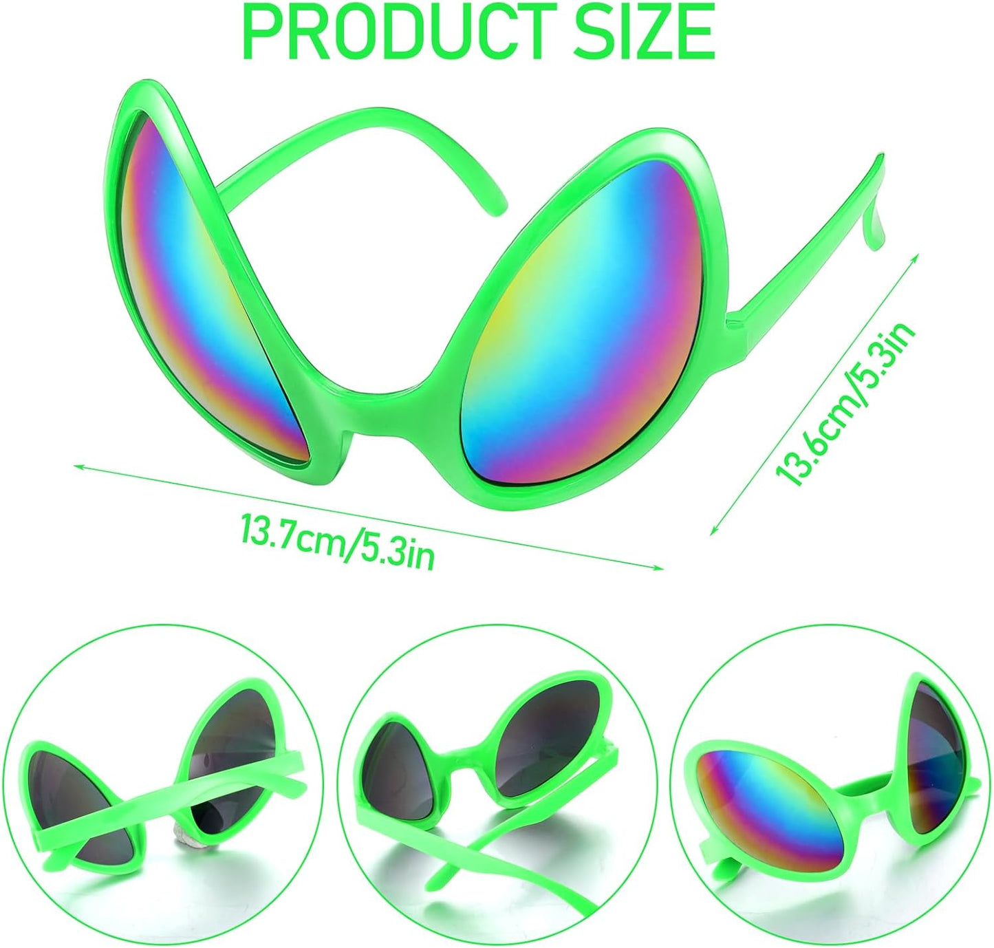 Bencailor 12 Pack Halloween Alien Glasses with Lenses Funny Glasses for Alien Costume Accessories Halloween Night Party Favor(Bright Colors)