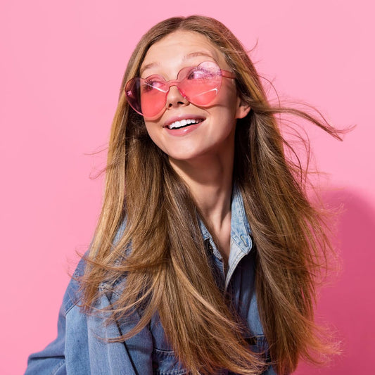 18 Heart Shape Rimless Sunglasses Transparent Candy Color Party Glasses Colored Eyewear for Women