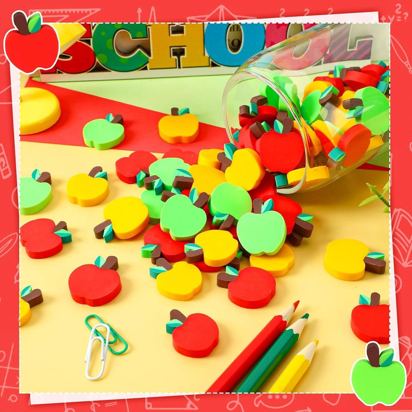 80pcs Apples Polymer Clay Ornaments,Back to School Table Decorations Scatters A-pple Vase Filler for Arts Crafts Decorations Classroom Counting Teacher Supplies Stationary Party Favors