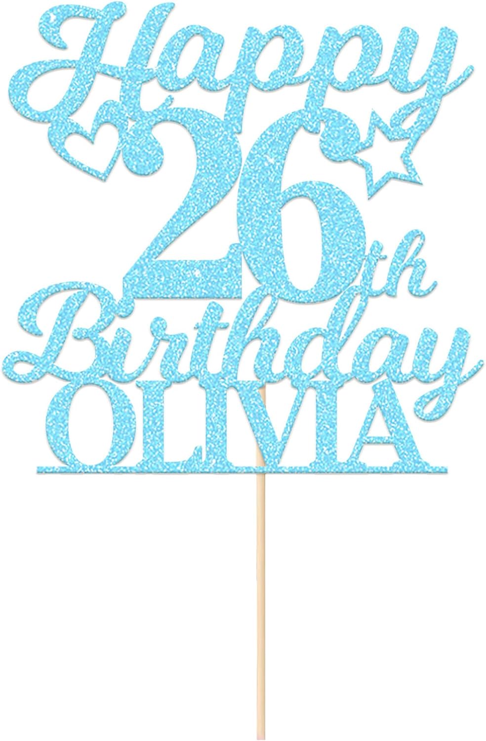 Personalized Happy Birthday Cake Toppers Birthday Cake Topper Gifts for Women Men Custom Glitter Cake Toppers with Any Name & Age for 18th 21st 30th 40th 50th 60th Cake Decorations (Baby Blue)