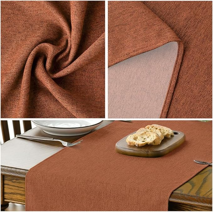 Artoid Mode Rusty Orange Table Runner, Seasonal Fall Thanksgiving Washable Kitchen Dining Table Decoration for Home Party Decor 13x90 Inch