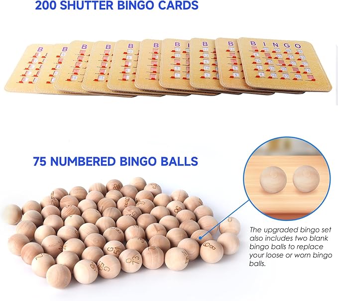 GSE Games & Sports Expert Deluxe Bingo Game Set with Large Brass Cage, 200 Shutter Slide Bingo Cards, Master Board, Calling Balls for Large Groups, Parties, Game Night