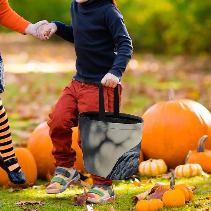 Halloween Candy Bucket - Frightening Halloween Crow Trick Or Treat Candy Bag, Gift Bag for Party Favor Supplies