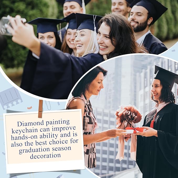 Huquary 24 Pcs Graduation Diamond Art Keychain Kits 5D DIY Graduation Diamond Art Ornaments Class of 2026 Congrats Grad Crafts for Grad Party Favors Decorations Backpack Charms Accessories