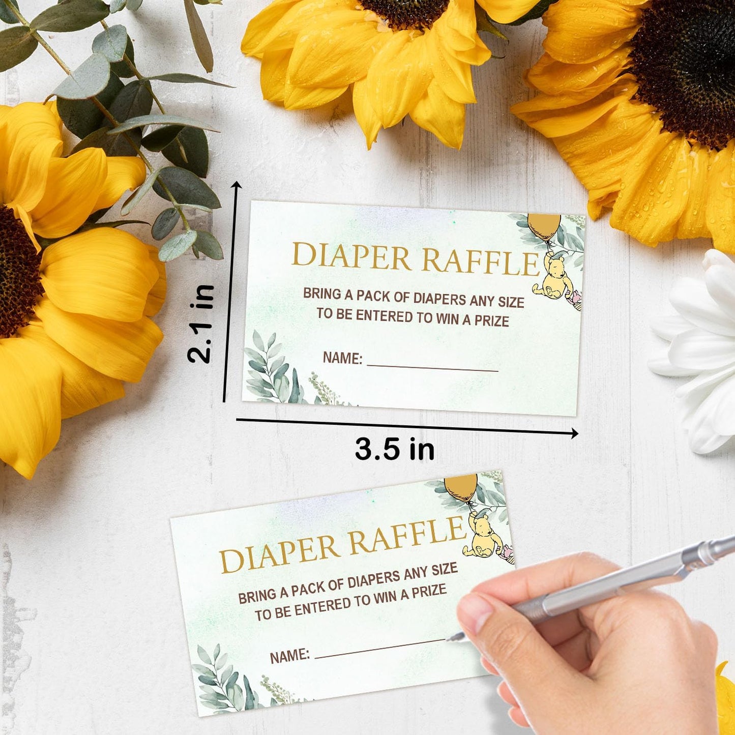 Winnie Baby Shower Decorations-Baby Shower Games-Baby Shwoer Party Decor-Baby Shower Table Sign Centerpieces-Baby Shower Games Pooh Birthday Supplies Party Decorations-Diaper Raffle
