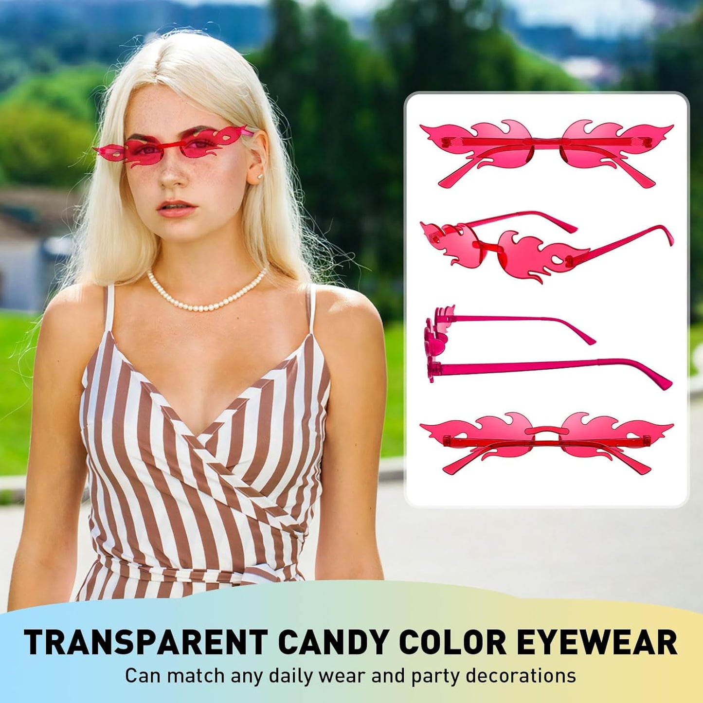 10/20 Pack Star/Heart Shape/Round/Butterfly/Cat Eye/Rectangle/Fire Rimless Tinted Party Sunglasses Color Glasses