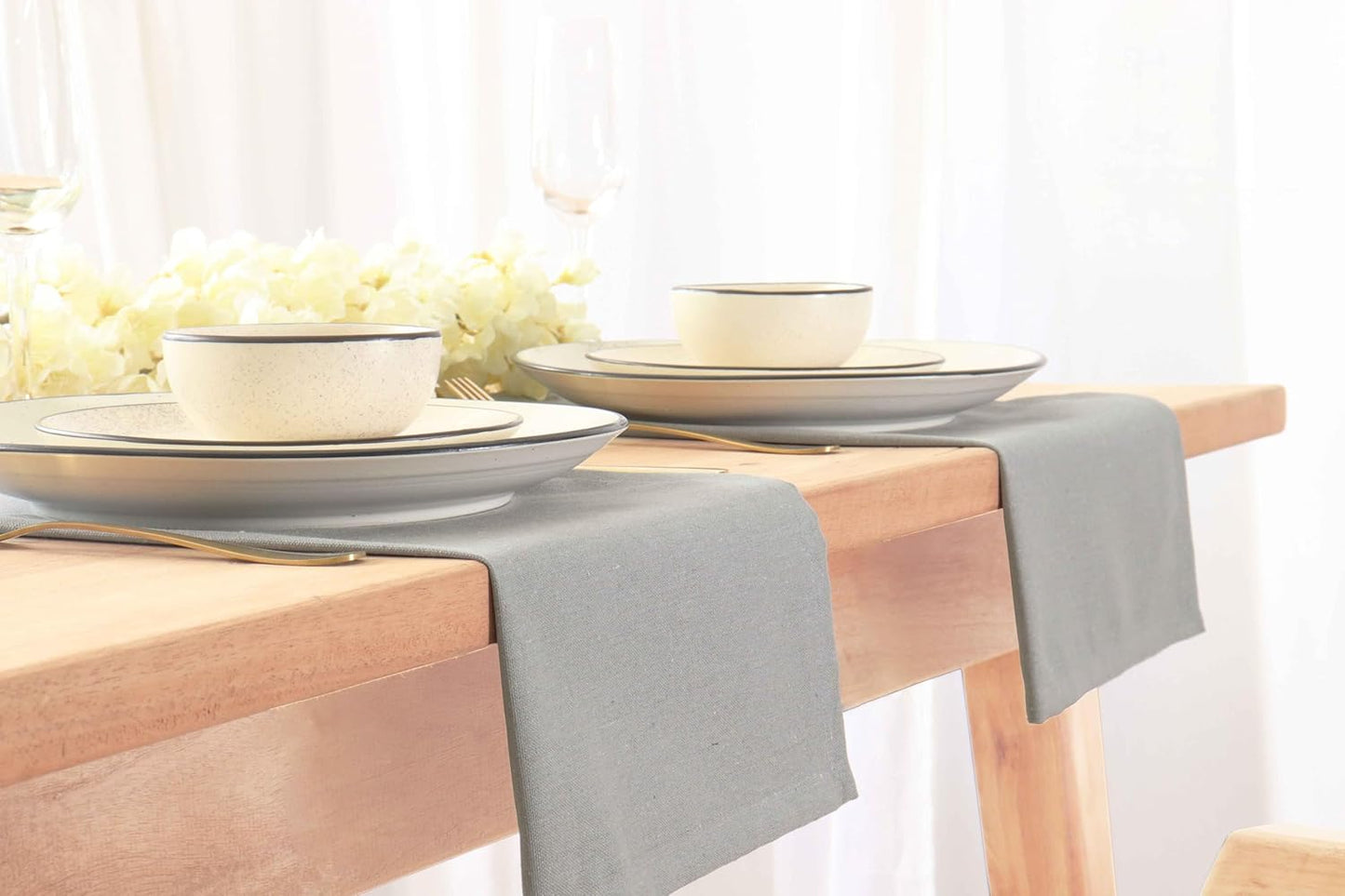 PurpleEssences Set of 6 Cloth Dinner Napkins 100% Cotton 18x18 Inch - Soft Durable Washable - Ideal for Farmhouse Party Fall Thanksgiving - Perfect Everyday Use Table Linen - Ash Grey