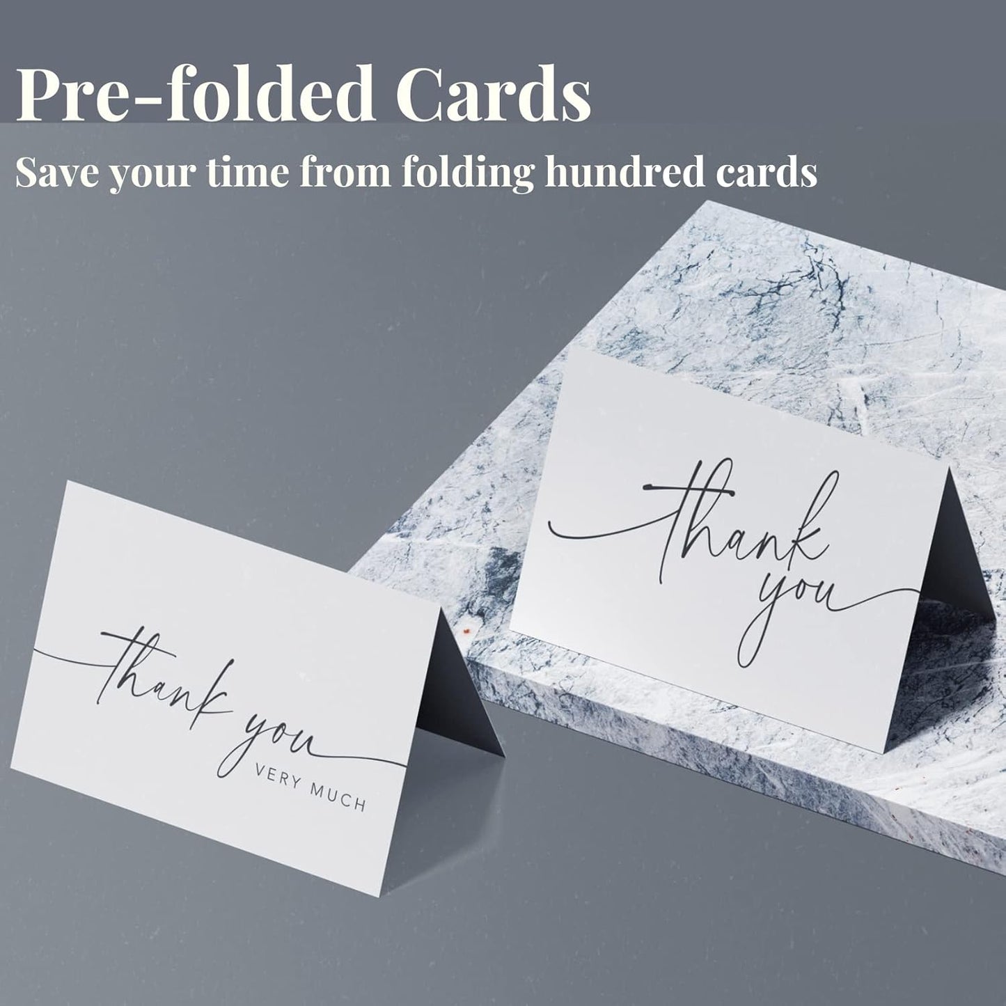 Thank You Cards with Envelopes & Matching Stickers, Bulk Pack of 100, 4x6 Inch Minimalistic Design - Suitable for Business, Baby Shower, Wedding, Small Business, Graduation, Bridal Shower, Funeral