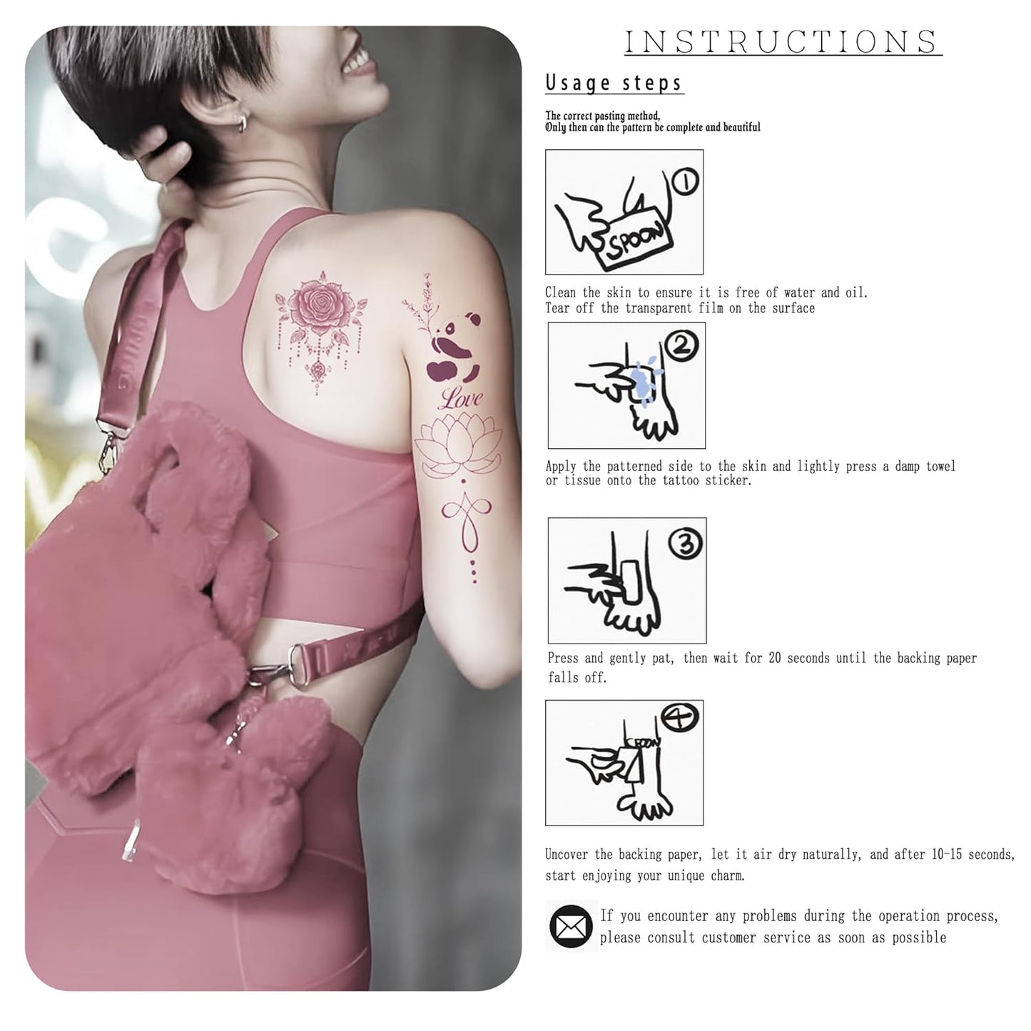 Feminine Pink Art Temporary Tattoos | Realistic Pink Purple Temporary Tattoos for Women, Floral Bird Moon & Symbol Fake Tattoo Stickers from Elegant to Edgy for Party Travel Daily Use