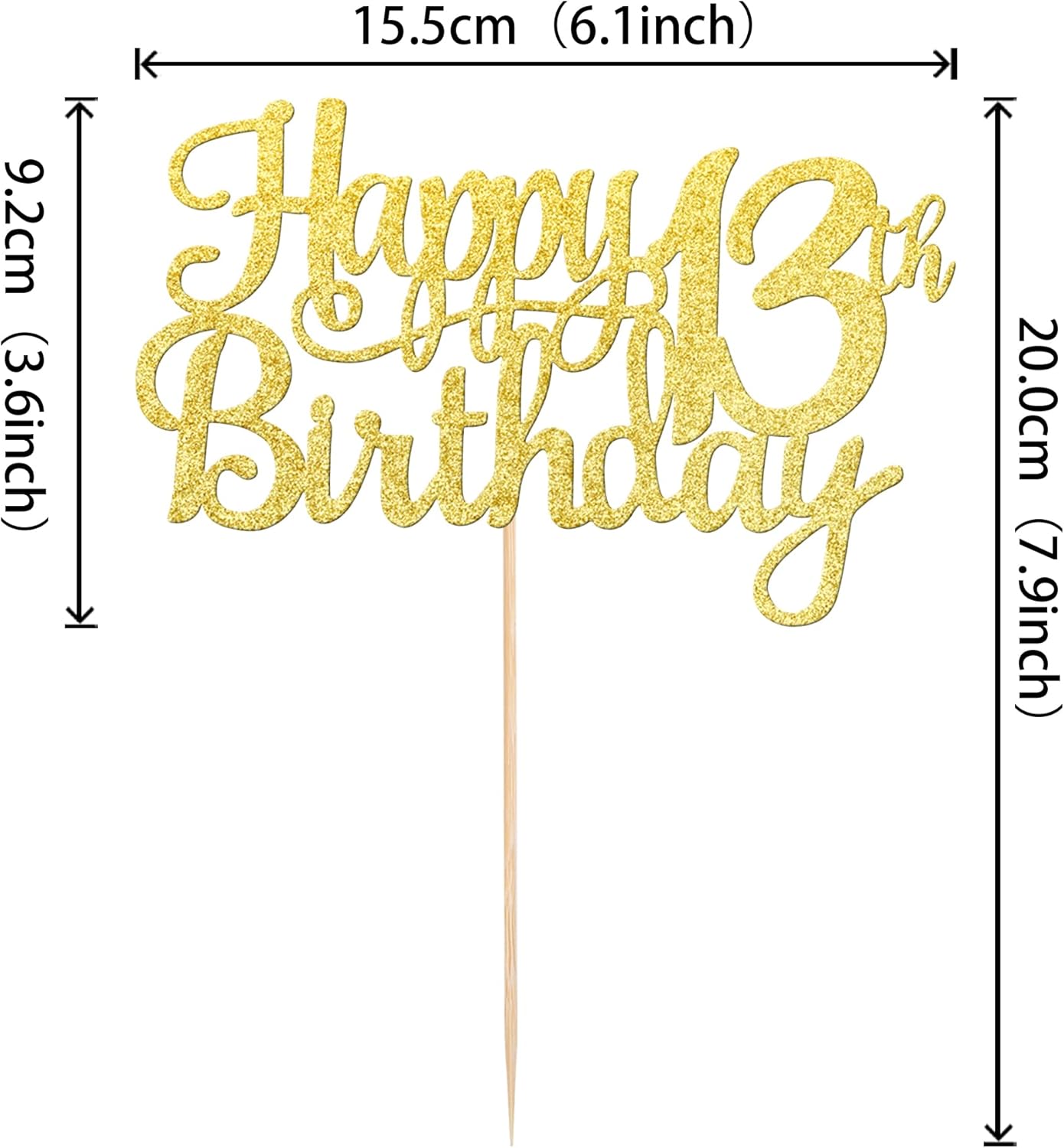 1 PCS Happy 13th Birthday Cake Topper Gold Glitter Cheers to 13 Years Birthday Cake Pick Official Teenager 13 Fabulous Cake Decoration for Happy 13th Birthday Theme Party Decorations Supplies