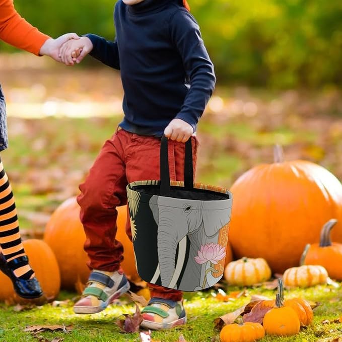 Halloween Candy Bucket - Elephant And Young Elephant Trick Or Treat Candy Bag, Gift Bag for Party Favor Supplies