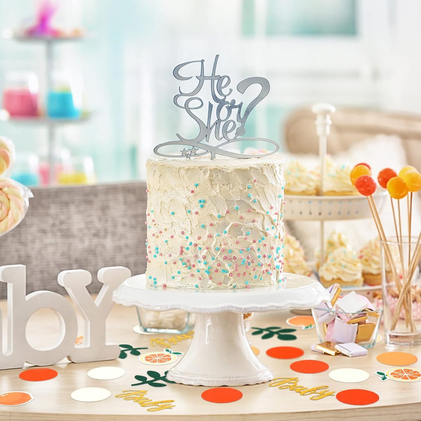 400 Pcs Little Cutie Baby Shower Confetti Citrus Decoration Orange Baby Shower Confetti with Eucalyptus and Orange Tangerine Table Scatter for Gender Reveal Decor