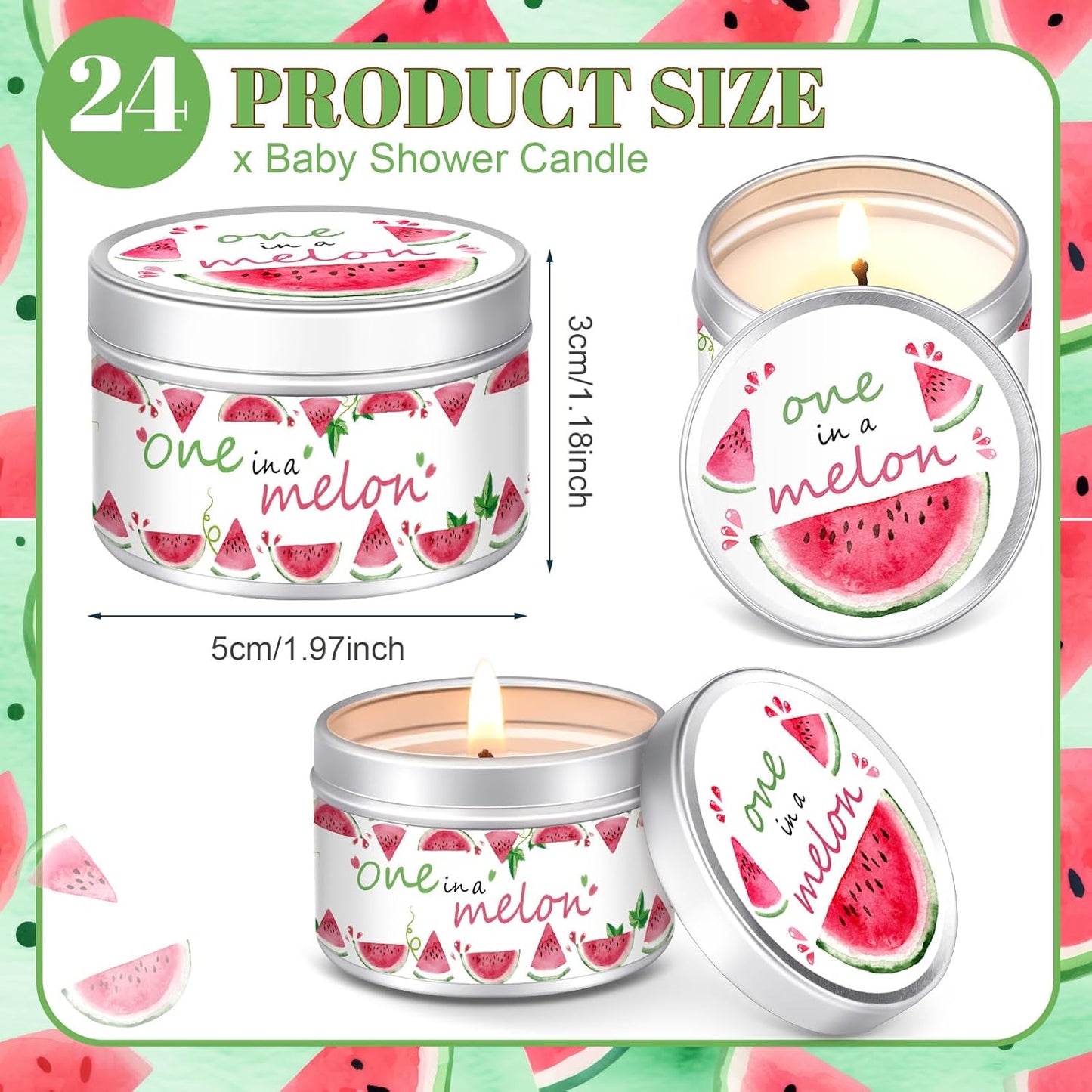 MTLEE 24 Pcs One in a Melon Baby Shower Party Favors Candles Lavender Scented Baby Shower Favors for Guests Rustic Tealights Candles Gender Reveal Return Gifts Girl Boy(1.2 Oz, Red)