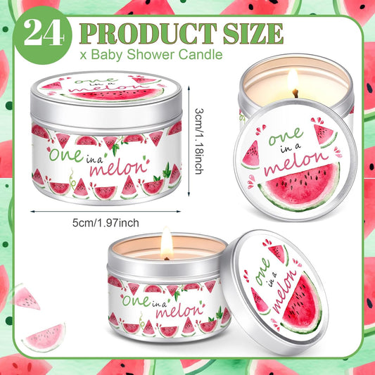 MTLEE 24 Pcs One in a Melon Baby Shower Party Favors Candles Lavender Scented Baby Shower Favors for Guests Rustic Tealights Candles Gender Reveal Return Gifts Girl Boy(1.2 Oz, Red)