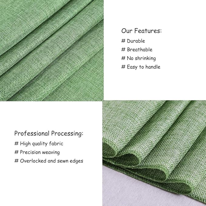 Light Green Burlap Table Runner 4 Packs Rustic Farmhouse Fabric 13x108inch Rolls Party Garden Birthday Holiday Home Kitchen Decor