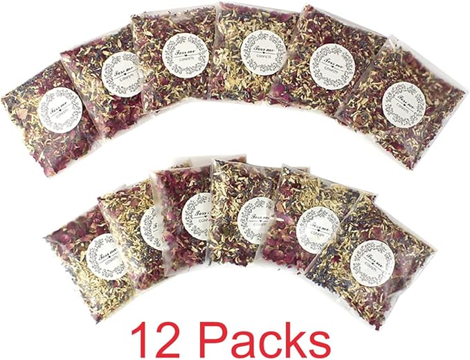 Party Confetti Natural Dried Flower Petals, 12 Packs Biodegradable Confetti Real Rose Petals for Wedding and Party Decoration