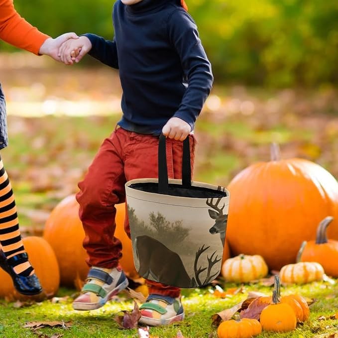 Halloween Candy Bucket - Deer Grass Hunting Trick Or Treat Candy Bag, Gift Bag for Party Favor Supplies
