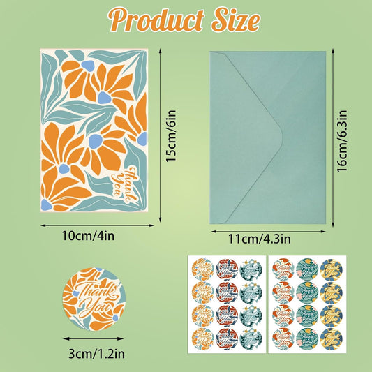 24 Pack Thank You Cards with Envelopes, 4x6 Inch Thank You Cards Bulk with Envelopes & Stickers, Greeting Card for Birthday, Wedding, Baby Shower, Graduation, Thanksgiving, Christmas, New Year