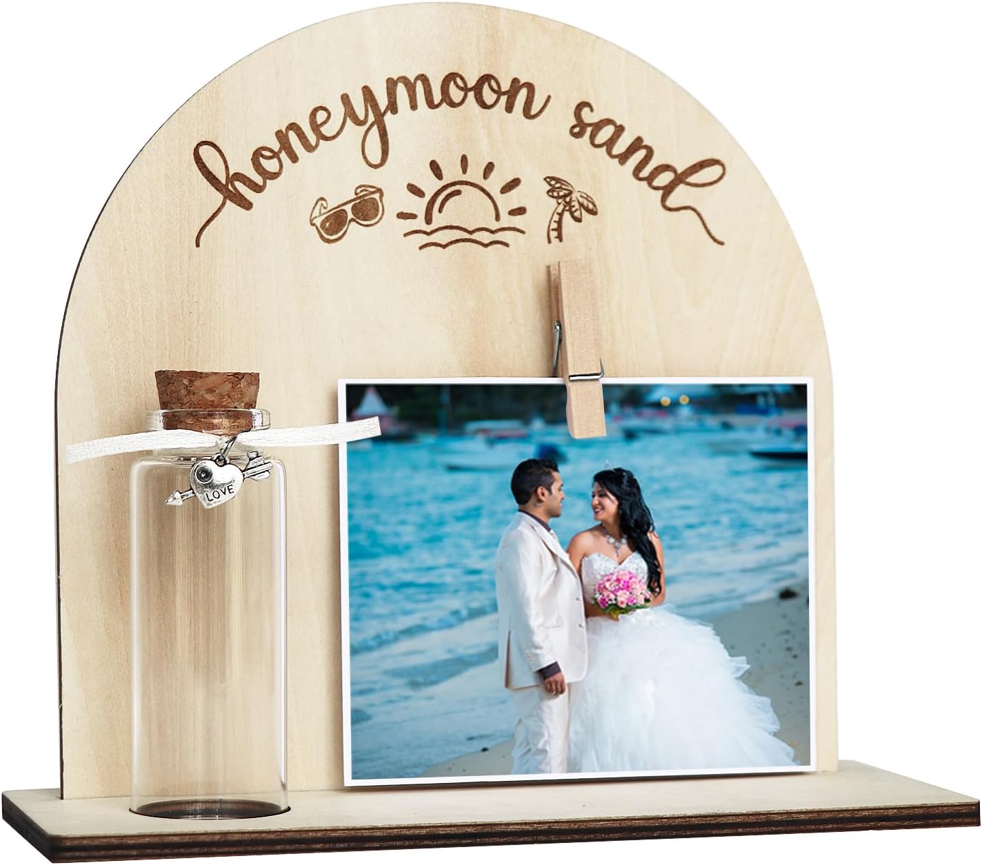 Personalized Honeymoon Sand Jar，Custom Anniversary Photo Presents, Vacation Keepsake Jar，Wedding Presents，Honeymoon Present, Bride to be Gift，Valentine’s Day Gifts (semicircle1)