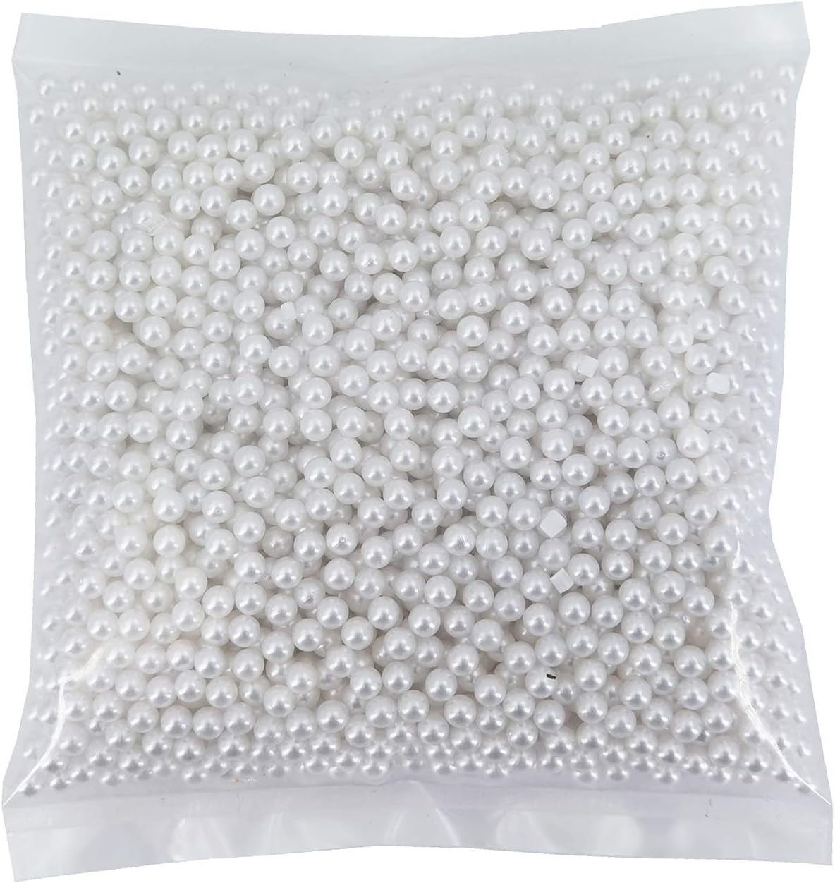 INSPIRELLE 2600pcs White Undrilled ABS Art Faux Pearls for Vase Fillers, 6mm No Hole Makeup Beads to Hold Brush Eyeline, Imitation Round Pearl Beads for Table Scatter Home Wedding Decoration